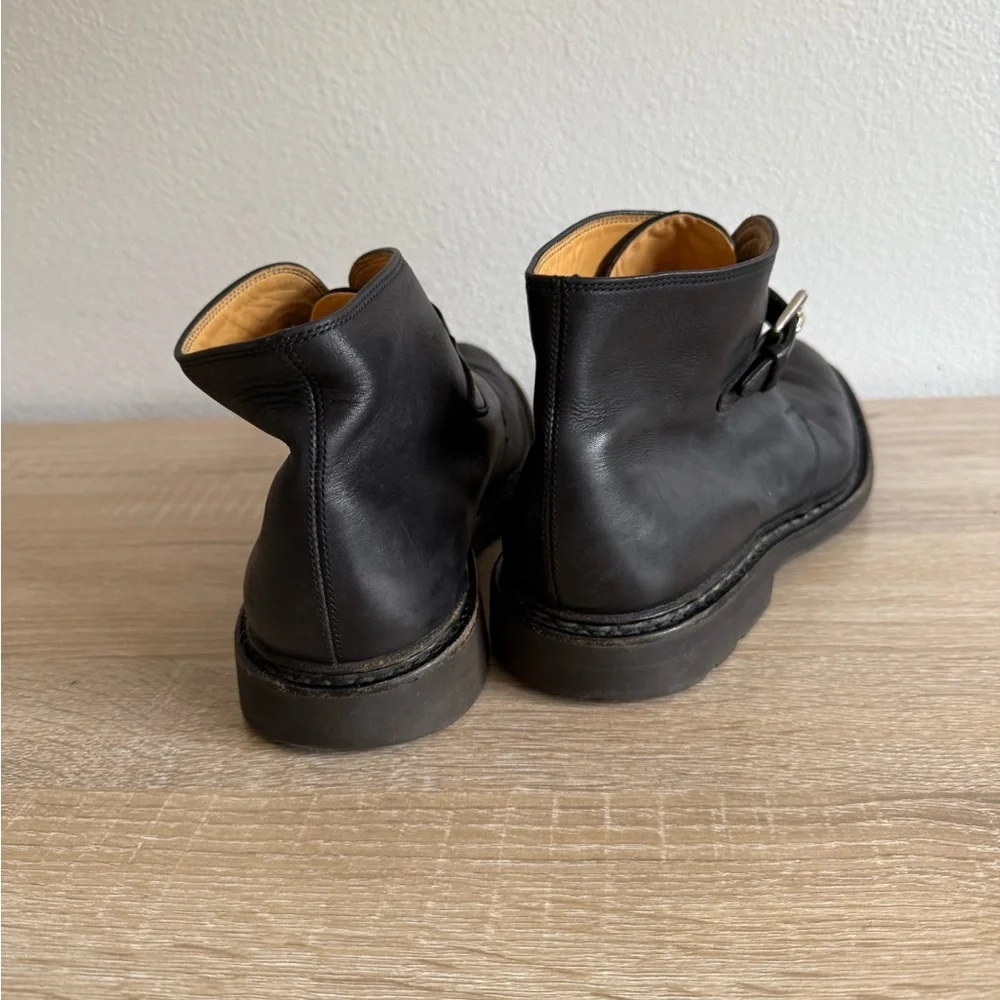 Mens Heschung Manioc Black Leather Buckle Ankle Boots Mens‎ Sz 9.5